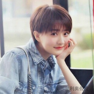 假发女超短发时尚潮流酷帅气中性短卷发气质修脸自然仿真全头套式