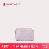 梦特娇女包新款 羊皮菱格休闲小方包链条包单肩斜挎包