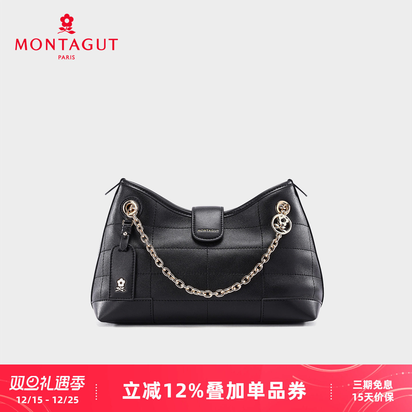 梦特娇新款时尚羊皮单肩斜挎包