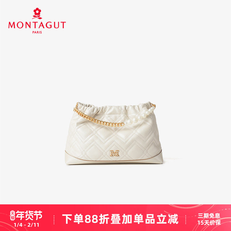 梦特娇女包秋季羊皮单肩包小香风菱格链条流浪包潮流手提斜挎包