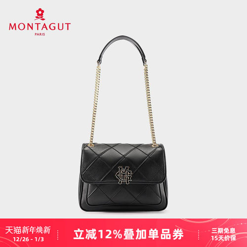 梦特娇2025羊皮大容量斜挎包