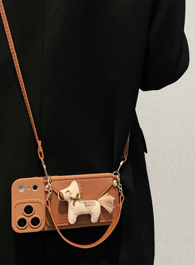 奶咖色小马卡包适用一加Ace6T手机壳OnePlus Ace5Pro斜挎1+151312全包Ace6防摔软壳Ace3女1+1011保护套turbo6