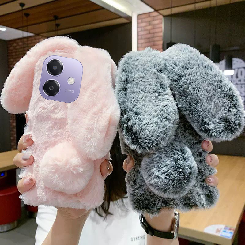 秋冬毛绒兔子OPPOA3i手机壳PKL110防摔全包边软壳OPPOA3i毛茸茸保护套可爱新款A3i超好看网红立体毛绒壳女