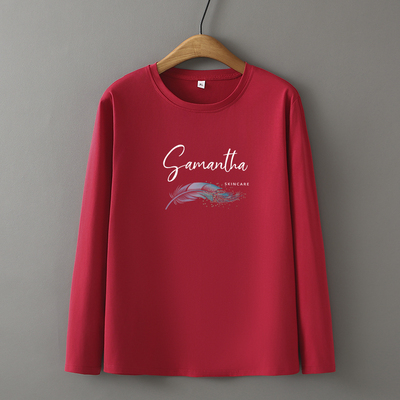 纯棉长袖T恤女大码宽松上衣