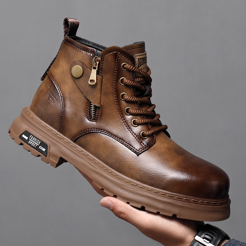 外贸撤单清仓特价捡漏新款马丁靴机车鞋真皮高帮潮流时尚男工装靴