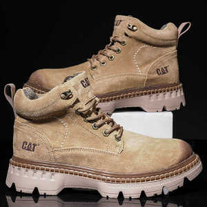 冬季特价捡漏CATH卡特男鞋头层皮高帮马丁靴外贸专柜工装大黄男靴