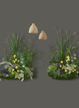 C003 小众南洋风竹篾芦苇蒲苇婚礼效果图psd源文件芦苇花艺素材