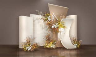 X053 泰式咖色秋色婚礼迎宾效果图psd源文件秋色婚礼花艺素材