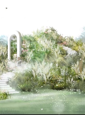 X121白绿色户外婚礼效果图psd源文件户外婚礼婚礼楼梯素材白绿色