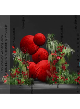 A684酒红红色球绒布花艺