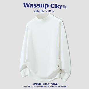 秋冬季 卫衣男女款 宽松百搭休闲保暖内搭T恤 德绒打底衫 WASSUP长袖