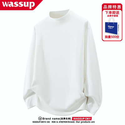WASSUP秋季德绒长袖卫衣打底衫