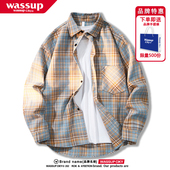 WASSUP 衬衣宽松情侣休闲外套 日系简约长袖 CIKY格子衬衫 男女秋季