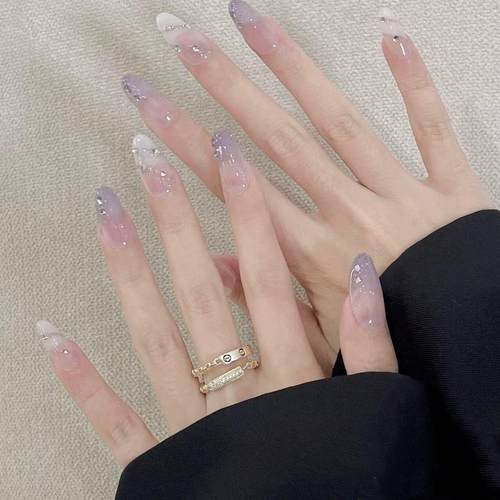 紫色治愈系纯欲穿戴甲可拆卸
