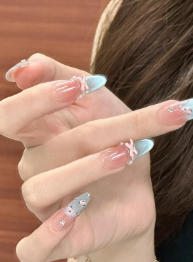 豹纹蝴蝶结轻奢美甲可拆卸