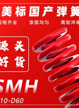美标65MN红色弹簧外径D10-D60*总长20-250塑胶模必选扁丝合金弹簧