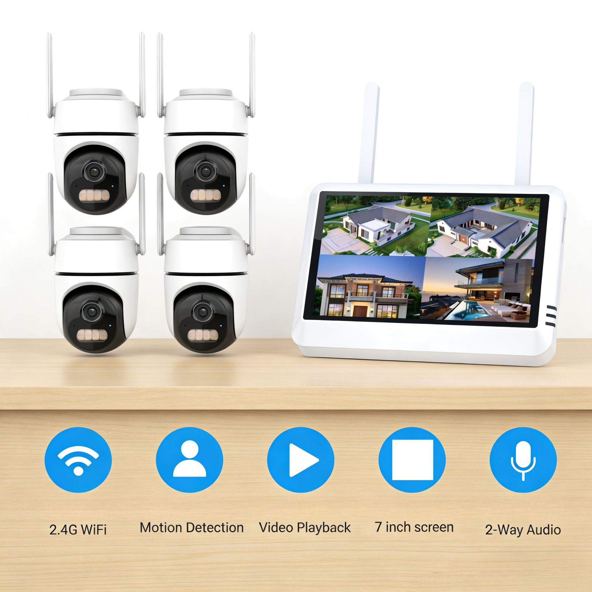 CCTV监控系统wifi带屏小5V球机监控摄像头套装摄像头带屏录像机