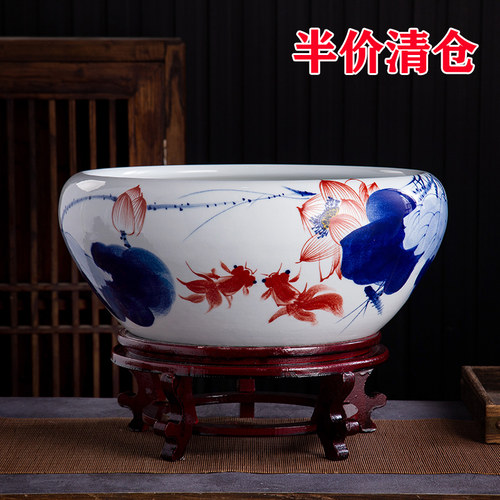 景德镇桌面大号客厅陶瓷鱼缸
