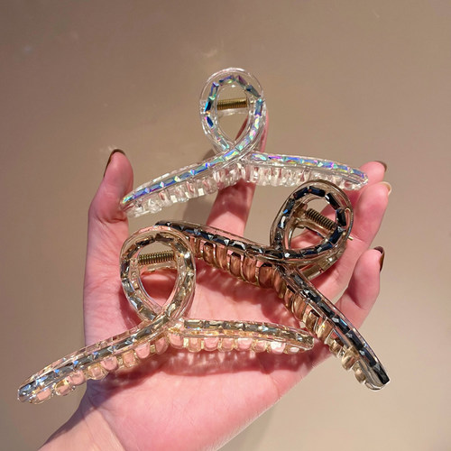 YUYOU鲨鱼夹塑料透明宝石发饰