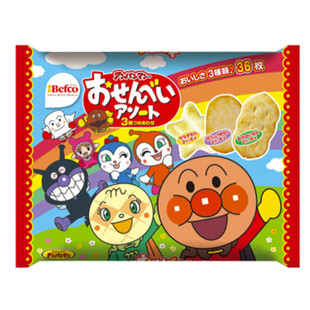 推荐~日本进口零食栗山米果befco面包超人3种仙贝米饼36枚袋装