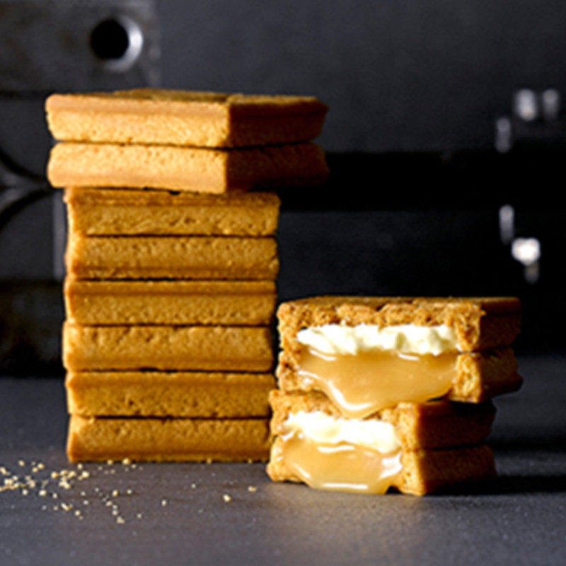 现货 日本ins网红零食press butter sand焦糖奶油夹心曲奇饼 爆浆