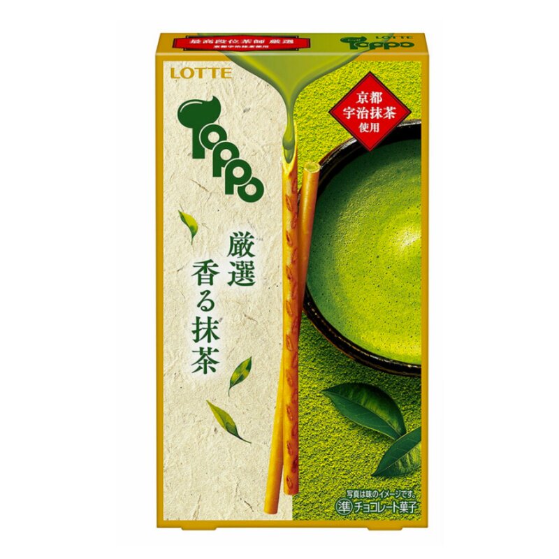 日本进口LOTTE乐天京都宇治抹茶巧克力注心饼干棒香浓夹心零食
