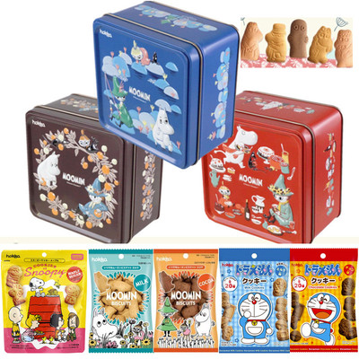 日本进口hokka moomin姆明肉桂曲奇饼干罐牛奶可可浆果点心铁盒