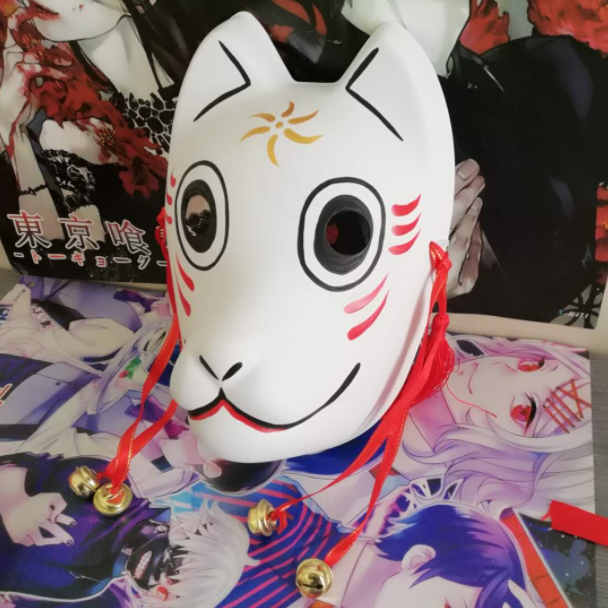 手绘 萤火之森 阿银/金 狐狸塑料面具 和服 日式和风cosplay道具