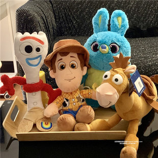 代购迪士尼真品玩具总动员毛绒 胡迪 叉子 兔哥bunny 巴斯 红心马