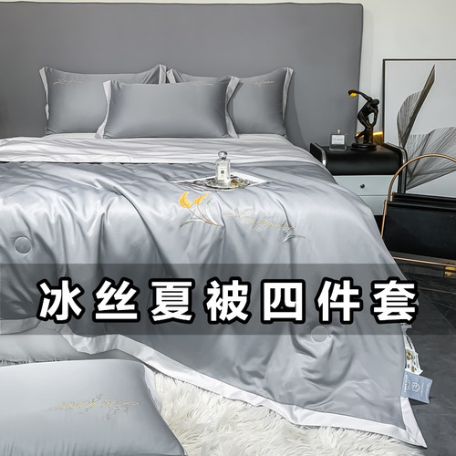 冰丝夏被可水洗真丝空调被夏凉被四件套单双人被芯夏季天丝薄被子