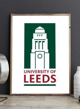 英伦风LEEDS挂画利兹大学装饰画卧室办公现代简约客厅背景墙定制