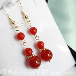 新年招财旺家玉耳坠纯银18K金玉耳环沙金新娘伴娘耳饰百搭修脸玉