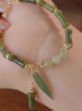 时尚显气质金色竹节手链清新优雅迎好运青竹手串百搭手镯