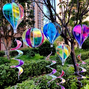 新款 饰 亮膜热气球风车悬挂风转炫彩透明梦幻彩虹国庆节户外活动装