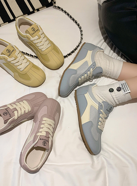 阿甘鞋复古百搭平底德训鞋女2025新款春秋轻便休闲紫色运动板鞋子