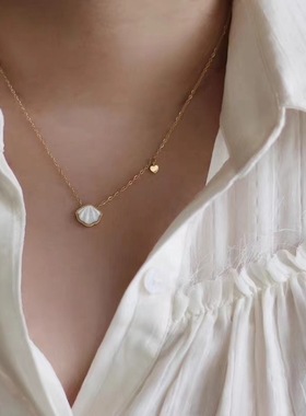 不褪色金色天然贝壳项链