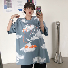 Real shot pure cotton summer new short sleeve T-shirt women's Harajuku style Korean loose large size top fashion