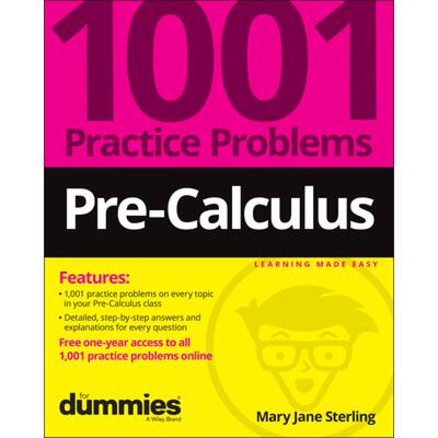 现货 英文原版 Pre-Calculus: 1001 Practice Problems For Dummies ( + Free Online Practice)