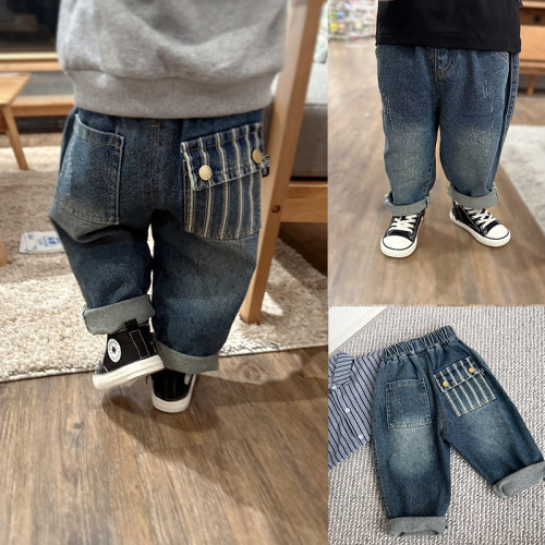 裤子韩版休闲口袋牛仔裤