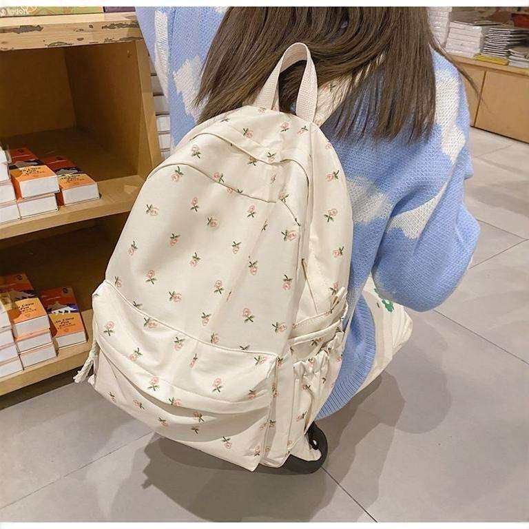 书包女ins日系少女学院风小碎花背包韩版原宿印花中学生双肩包女