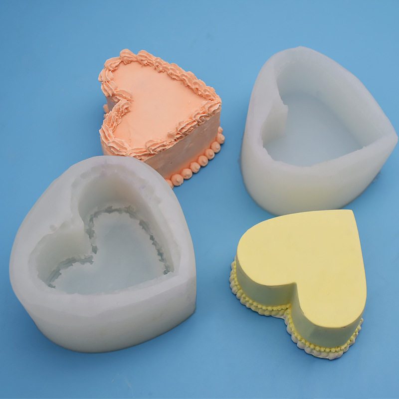 立体爱心心形裱花蛋糕体香薰石膏蜡烛巧克力伴手礼装饰硅胶模具