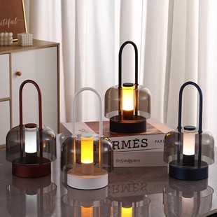 创意触摸装饰灯网红露营风手提烛台灯充电三色无极调光氛围小夜灯