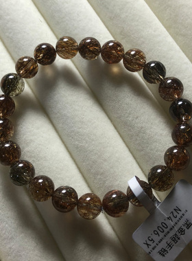 天然黑金超七水晶手链云母双轮金草莓骨干发晶钛晶男女款手串礼物