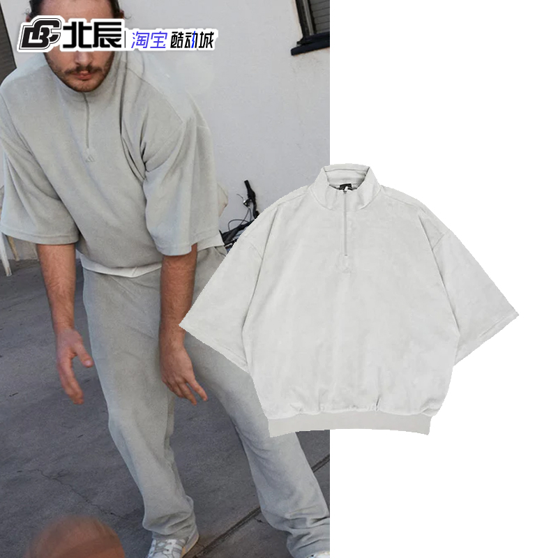 阿迪达斯男女立领半袖加绒套头衫