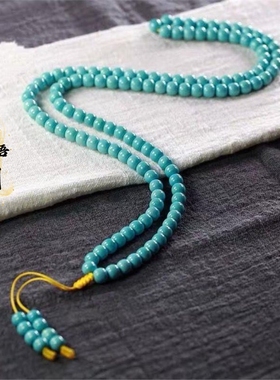 花道语阁湖北优化绿松石手串108佛珠正品男女手链毛衣链配饰