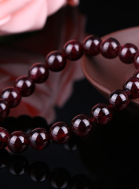 纯天然酒红女人石6-10mm单圈手链