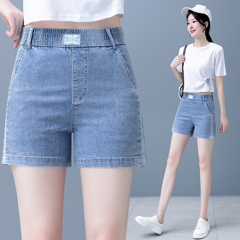 夏季薄款牛仔短裤女高腰显瘦2026年新款超薄冰丝裤子松紧腰宽松版