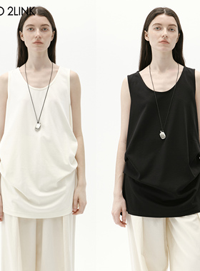 2LINKS｜侧缝捏褶设计 高支高密长绒棉 极简背心 叠穿神器 上衣