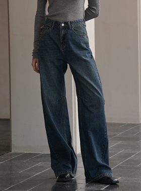 2LINKS｜复古水洗蓝 高腰立挺骨感 显瘦遮肉牛仔香蕉裤 神裤