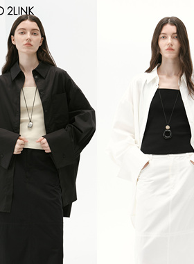 2LINKS｜纯棉纯色 设计感翻折袖 大廓形量感 极简长袖衬衫